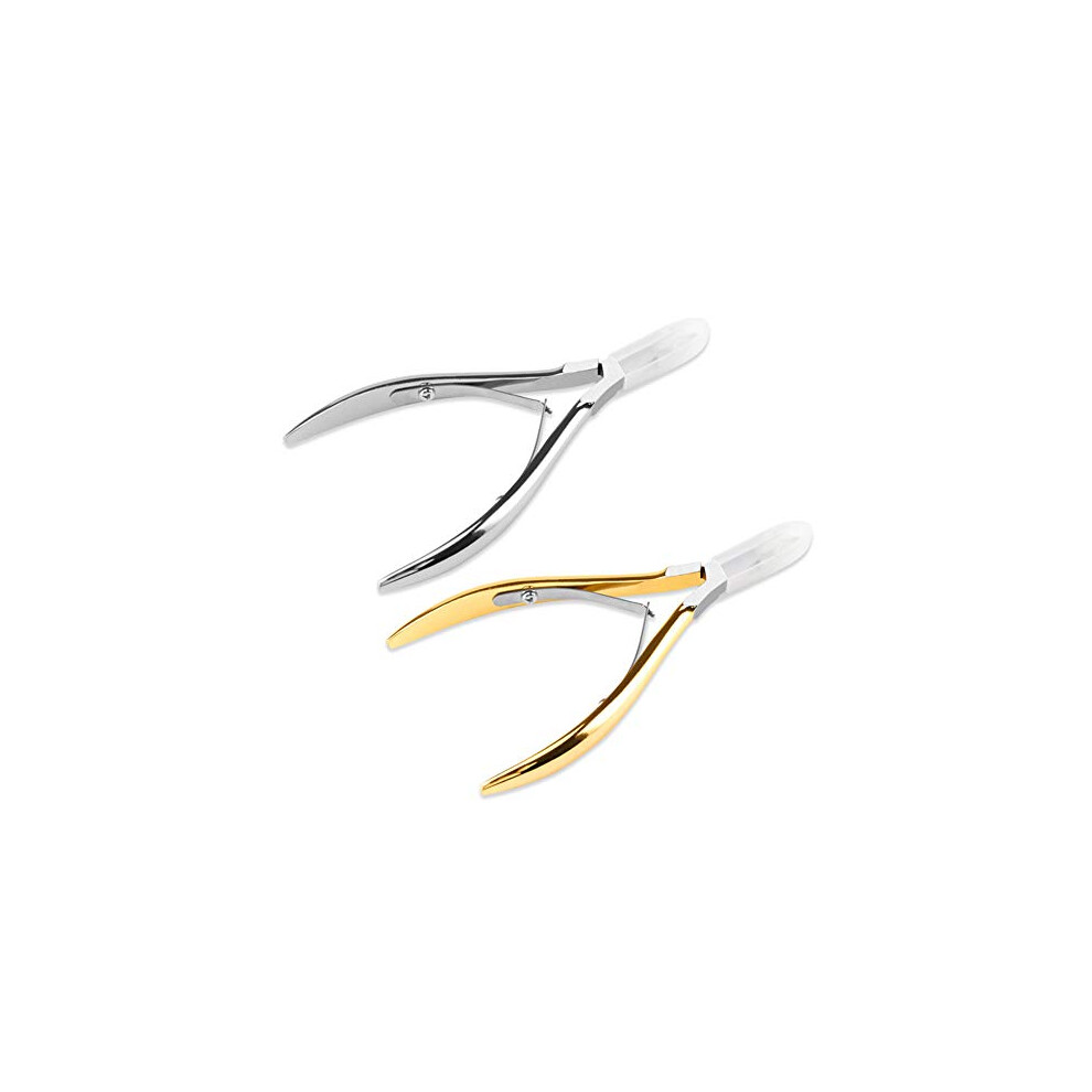 Professional Stainless Steel Cuticle Nipper and Trimmer with Precise Curved Blades, 2 Pieces