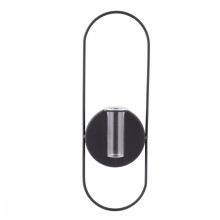 FOMIYES Oval Wall Candlestick Sconce, Compatible with Indoor Decor, Matte Black Hanging Candle Holder & Flower Arrangement Mount
