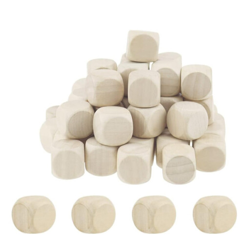 DIY Empty Wooden Dice - 50 pcs (20 mm) A