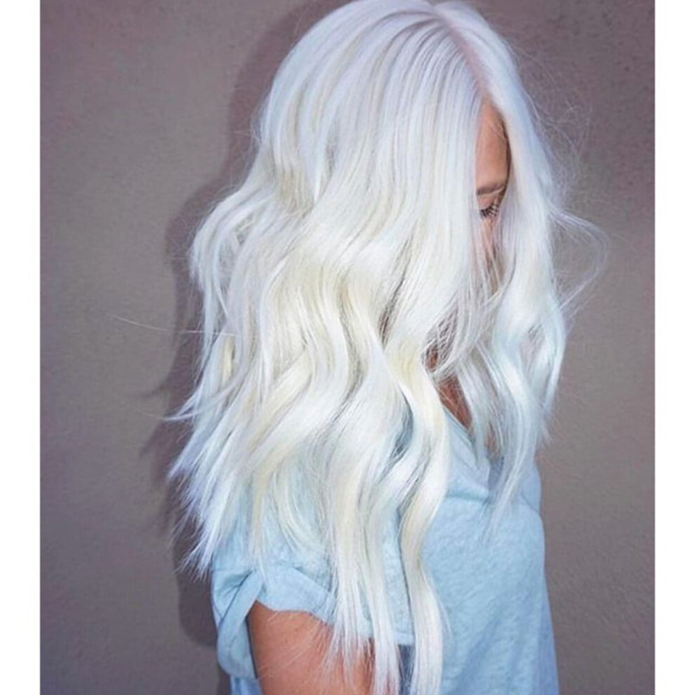 Unisex White Zenmele Wigs Full Long Synthetic Hair Heat Women Wavy Natural Wig Curly Wig Wig