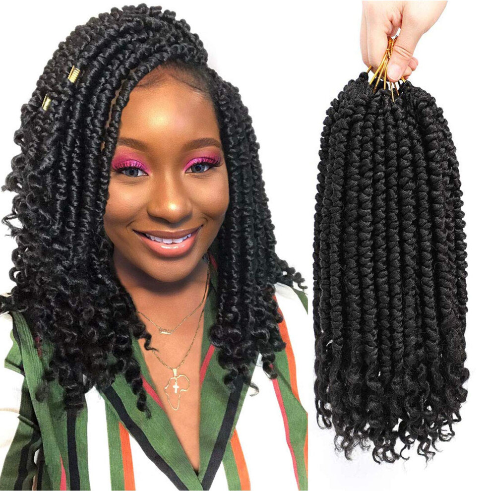 Unisex Black Spring Twist Crochet Hair 12 Inch Prelooped Braids For Women T1b/30 Ombre Senegalese Extensions