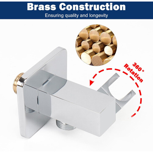 Shower Wall Bracket Solid Brass with Flange Chrome Handheld Holder G1/2 Male Connector 1