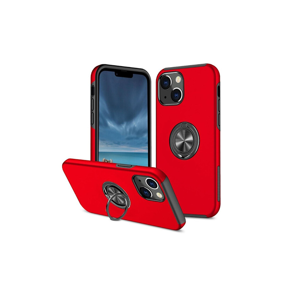 Compatible With Iphone 14 Hybrid Case With Finger Ring - Red 9353595215337