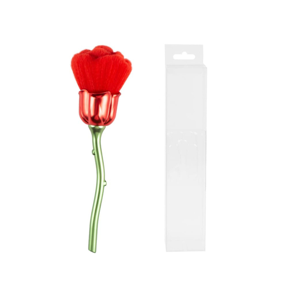 Red/Green Rose Shape Makeup Brush And Nail Dust Brush With Soft Bristles For Blush Powder Manicure