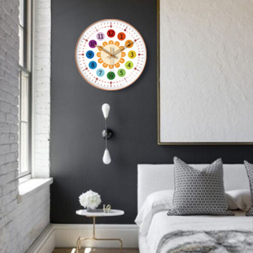Zriyin Silent Wall Clock Teaching Clock Non Ticking Learning Clock Wall Decor Student,C 2