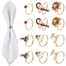18Pcs 6Styles Christmas Napkin Ring Metal Xmas Napkin Holders Alloy Adjustable Rings