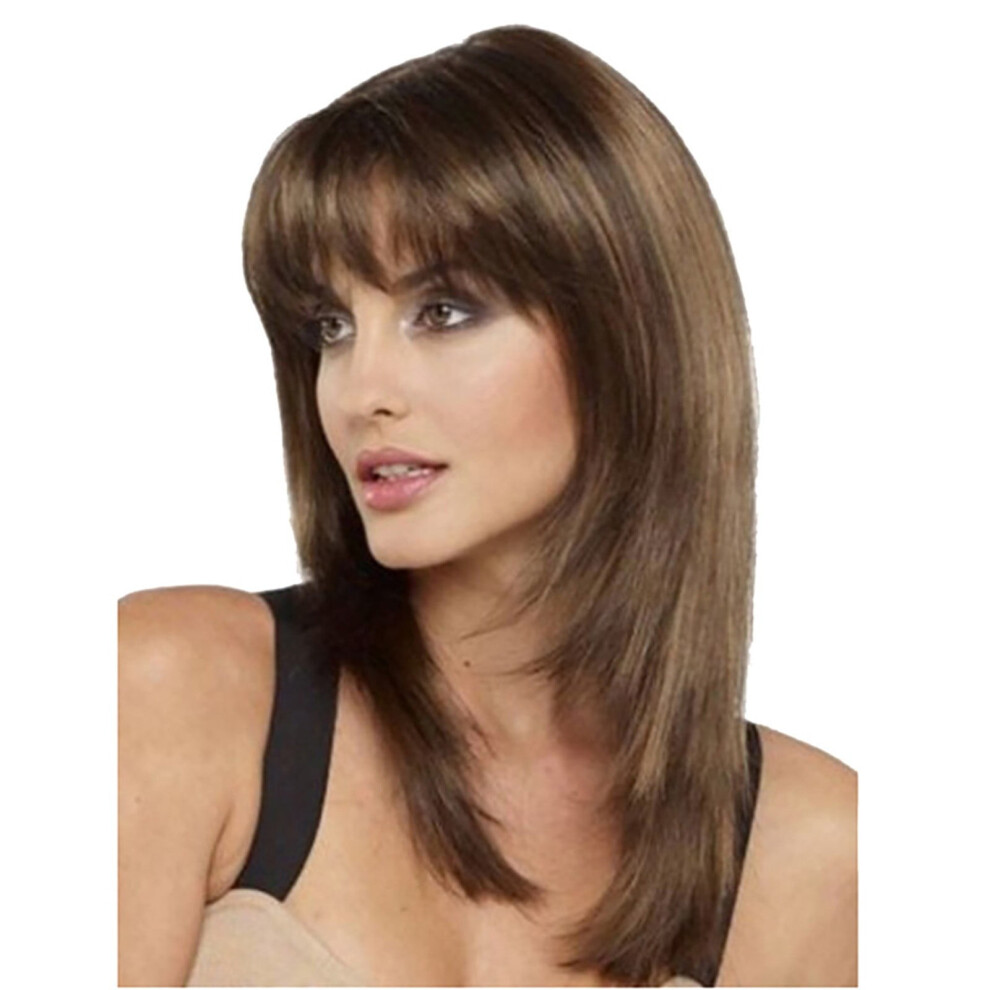 Unisex Brown Tkrady Wigs For Women Clearance Glueless Wig Human Hair 19.68 Inch, Pre Plucked Hair Heat Synthesis Long Curly Natural Wig
