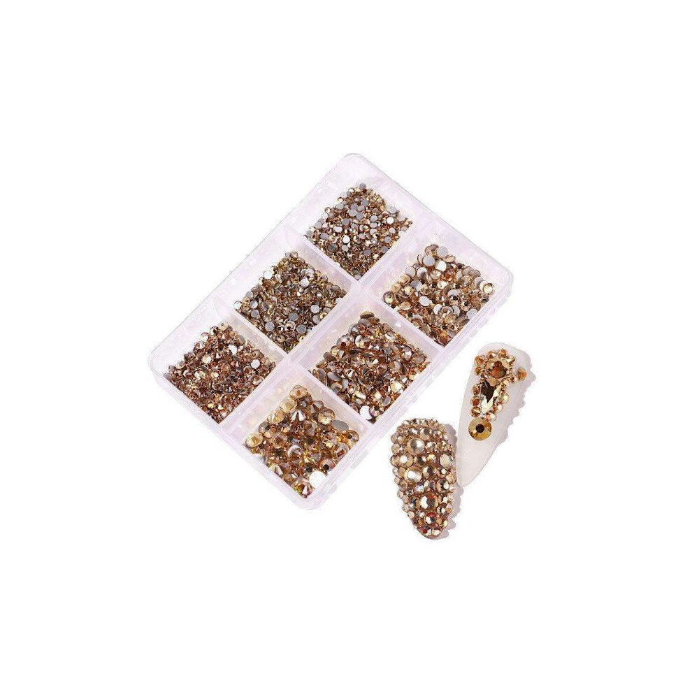 6pcs Rhinestone in different sizes - Zircon - Nail decorations Champagne