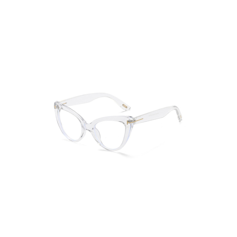Cat Eye Blue Light Blocking Reading Glasses Women Clear Lenses Full Rim Transparent +0.50 strength
