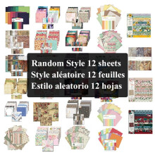 12 Sheet Scrapbook Paper 30x30cm, 12 Inch Scrapbooking Planner Paper Pad Cardstock Card Making DIY Art Craft Decoration Random Style
