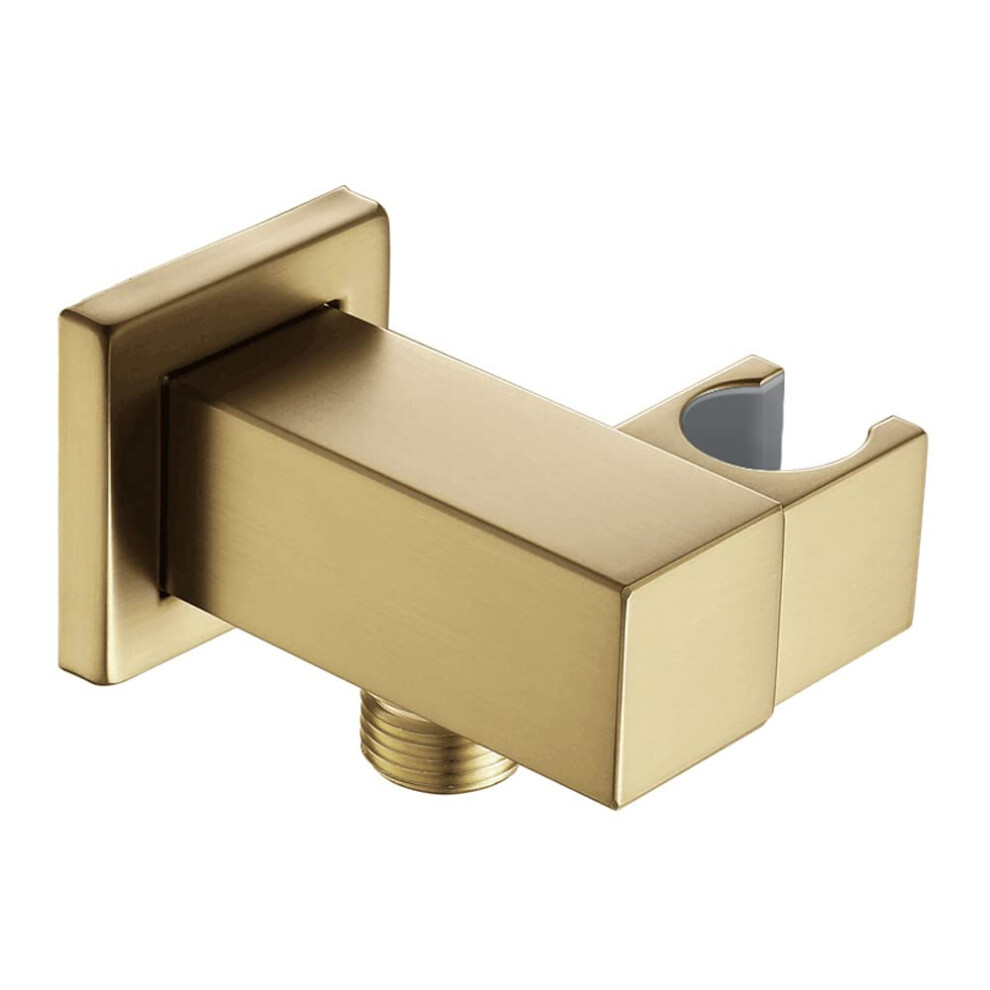 Brushed Gold Adjustable Shower Head Holder Solid Brass Wall Mount Bracket 45 Degree Angle 9455672556248