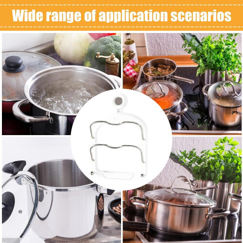 Pot Lid Holder Wall Mounted Rack with Secure Grip Groove No Drill Space Saving Kitchen Organizer 2
