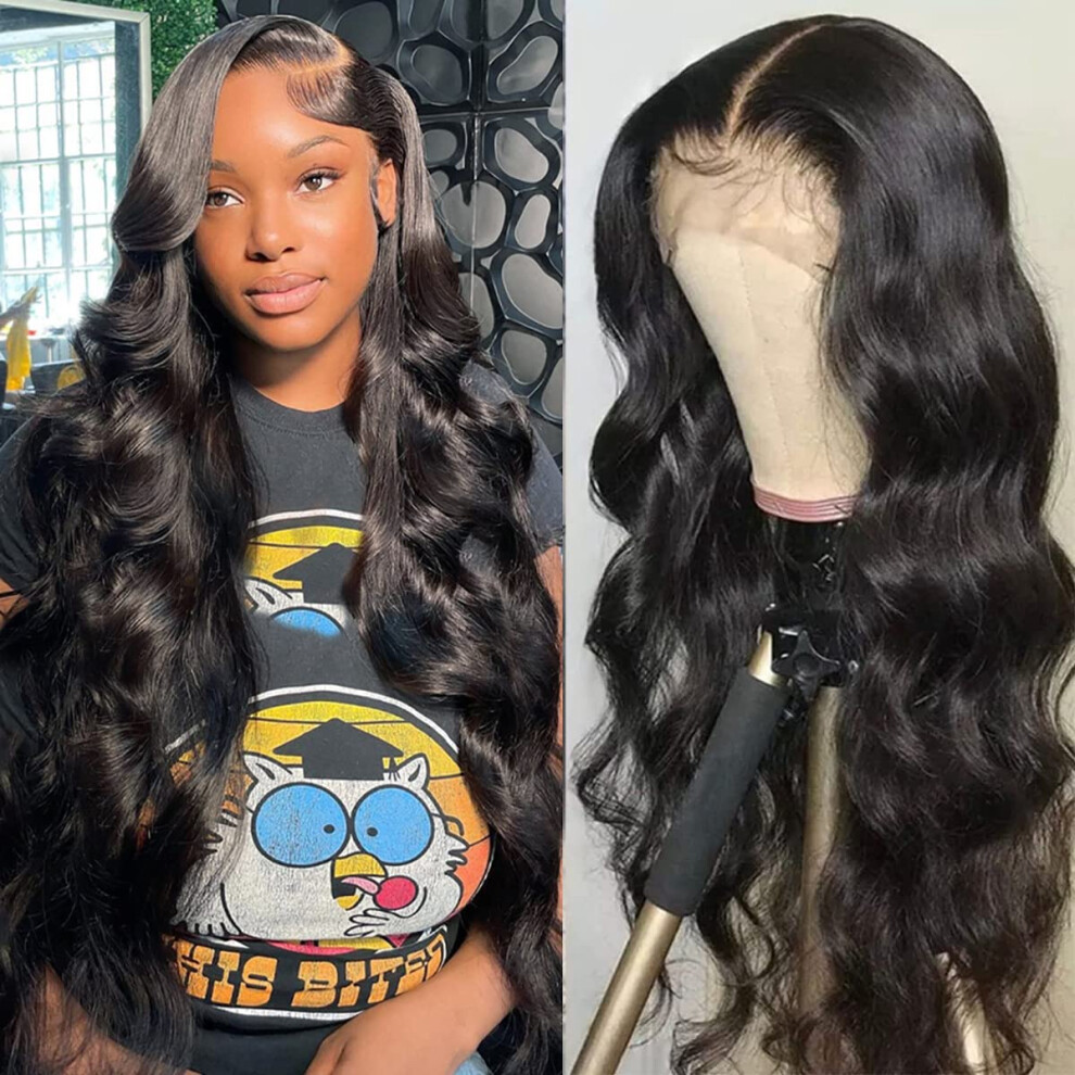 Unisex 13X6 Hd Lace Front Wig Body Wave Human Hair Pre Plucked Hairline 180% Density Glueless Brazilian Virgin Wig