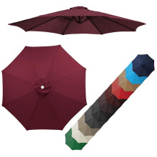 Patio Umbrella Canopy Replacement 9ft 6Rib Wine Red Waterproof UV Protection Outdoor Cover