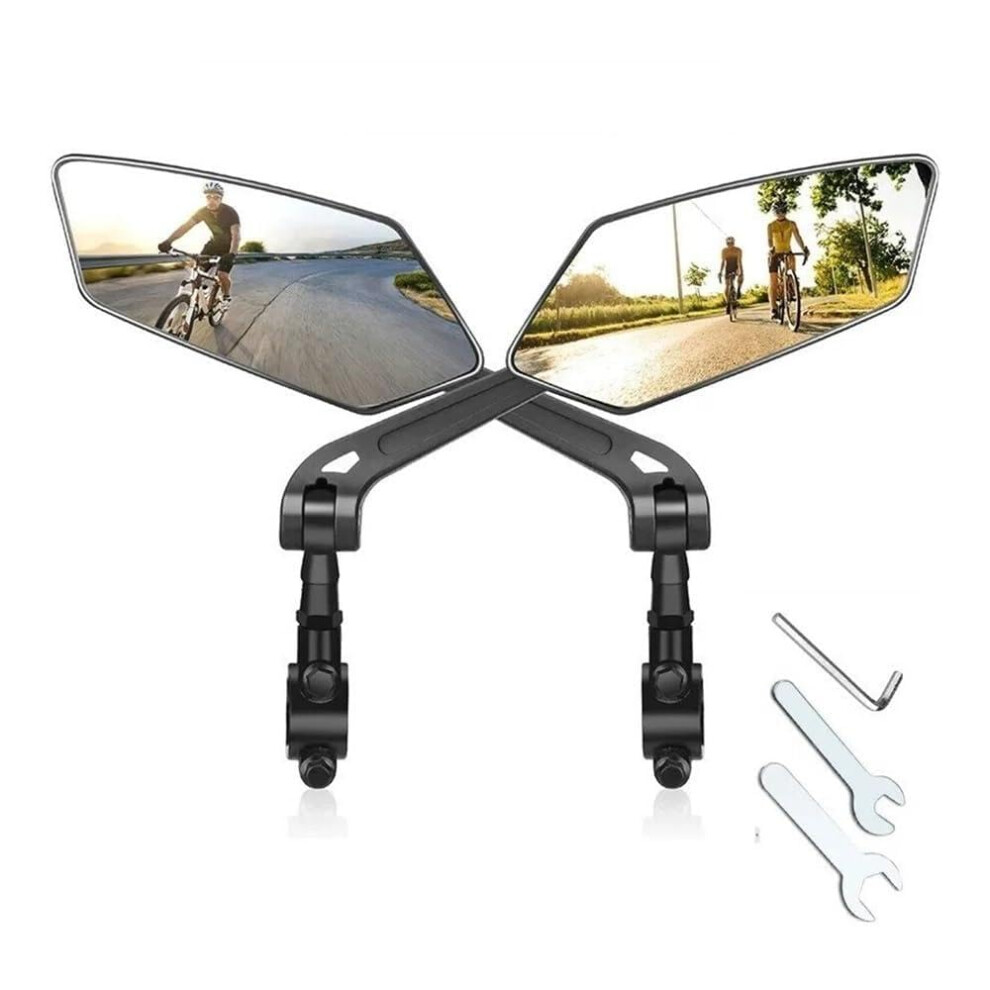 Motorcycle Rear View Mirrors Adjustable Wide Angle Aluminum Alloy Bike Handlebar Mirror Pair Black 9113335450158