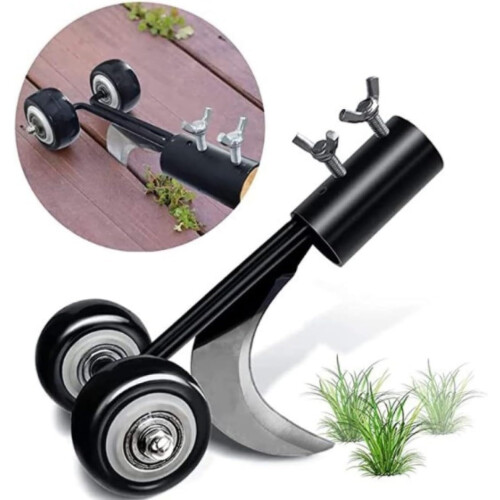 Weeding Tool with Wheels, Adjustable Lawn Weed Puller, Ergonomic Wooden Handle for Garden Yard 2