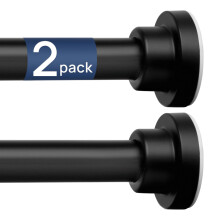 2 Pack Adjustable Tension Curtain Rods 3266 Inches Matte Black Stainless Steel No Drill Shower Rod