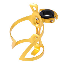 1Pc Aluminum Alloy Bike Water Bottle Holder, Compatible with Transition Socket, Golden Cycling Cup Rack for Mountain Bike Storage