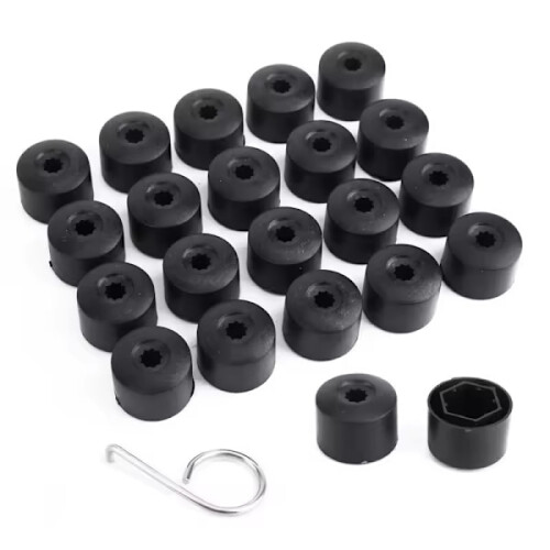 20pcs Wheel Nut Bolt Cap Covers with Removal Tool Black 1
