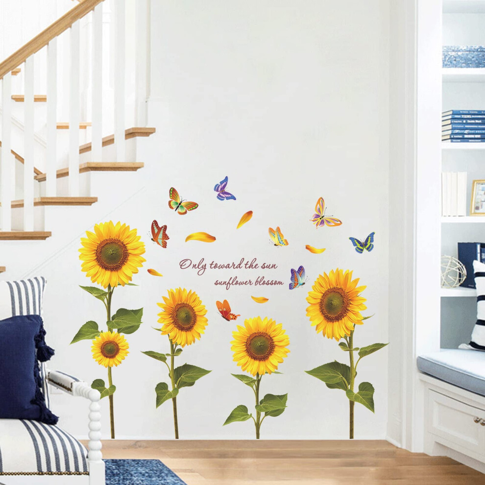 Sunflower Wall Stickers, Butterfly Wall Stickers, Sunflower Wall Stickers, Bedroom, Living Room, Bathroom, Decorative Wall Stickers 9149926304852