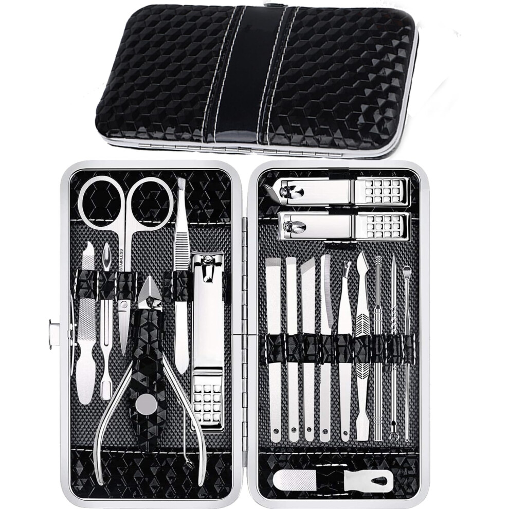 18 Piece Manicure and Pedicure Set Professional Nail Care Kit with Travel Case for Men and Women