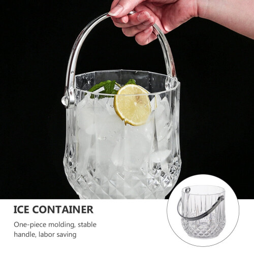 1 Set 2pcs Portable Ice Bucket Plastic Ice Clamp Ice Container (Transparent) 2
