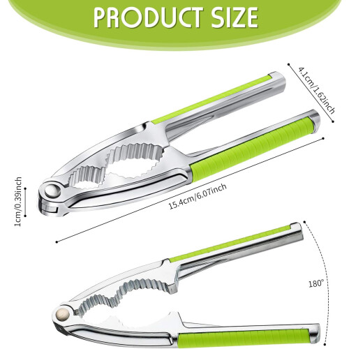 2Pcs Walnut Cracker Tools, Metal Nut Shell Openers with Non-slip Handle for Pecans, Hazelnuts, Pistachios (Green, Black) 1