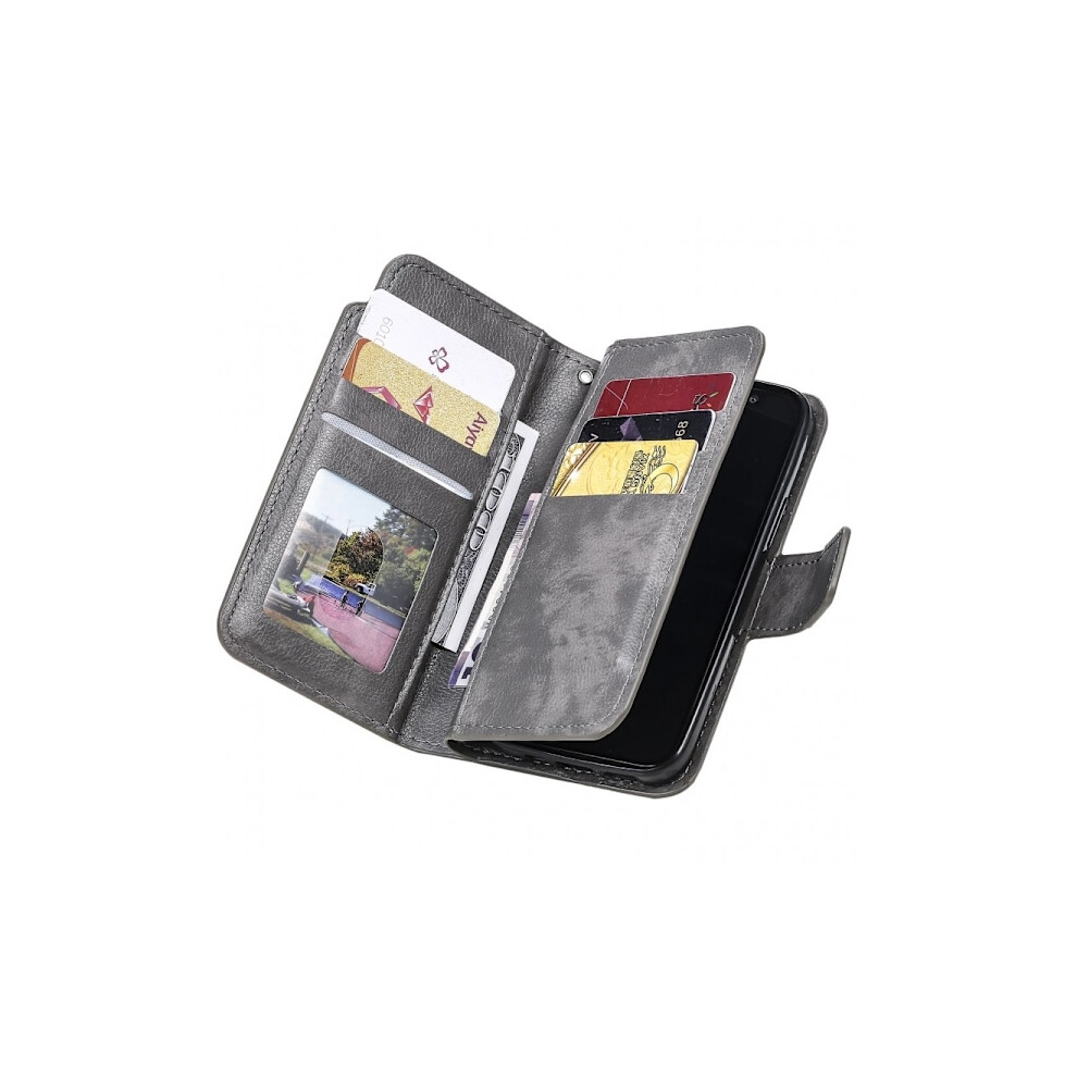 Compatible With Iphone 15 Pro Practical Wallet Case With 12-Compartment Array V4 - Gray 9058772569103