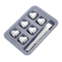 XIUH Heart Shaped Stainless Steel Reusable Ice Cubes Set - Perfect Gift for Him Her, Beverage Chilling Stones Compatible with Whiskey, Cocktails