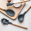 Eease Silicone Pasta Fork Wooden Handle Spaghetti Utensils Grey 5