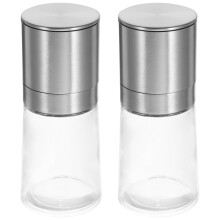 Coffee Bean Pepper Manual Sea Salt Bottle Seasoning Silver Lid 2pcs Crusher Mill Spices Stainless Steel