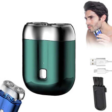 Electric Shaver with DualHead Design, USB Rechargeable Waterproof Travel Razor for Men, Green