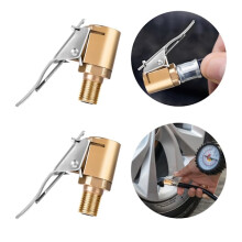 Tire air chuck with clamp adapter 2 pcs air chuck tire inflator compressor pump connection heavy duty brass locking tire inflator air chuck