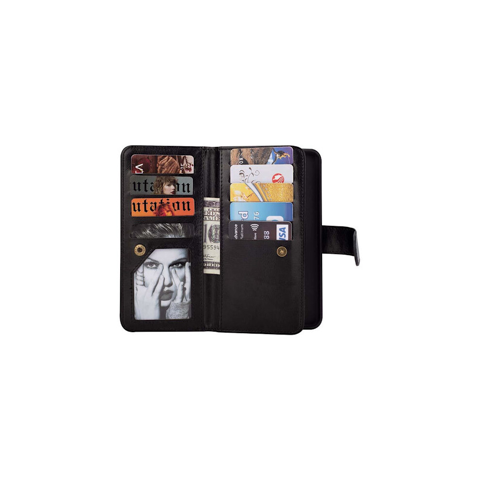 Practical 9-Card Wallet Case (Floveme) - Compatible With Samsung Galaxy S10 Black 9058772069986