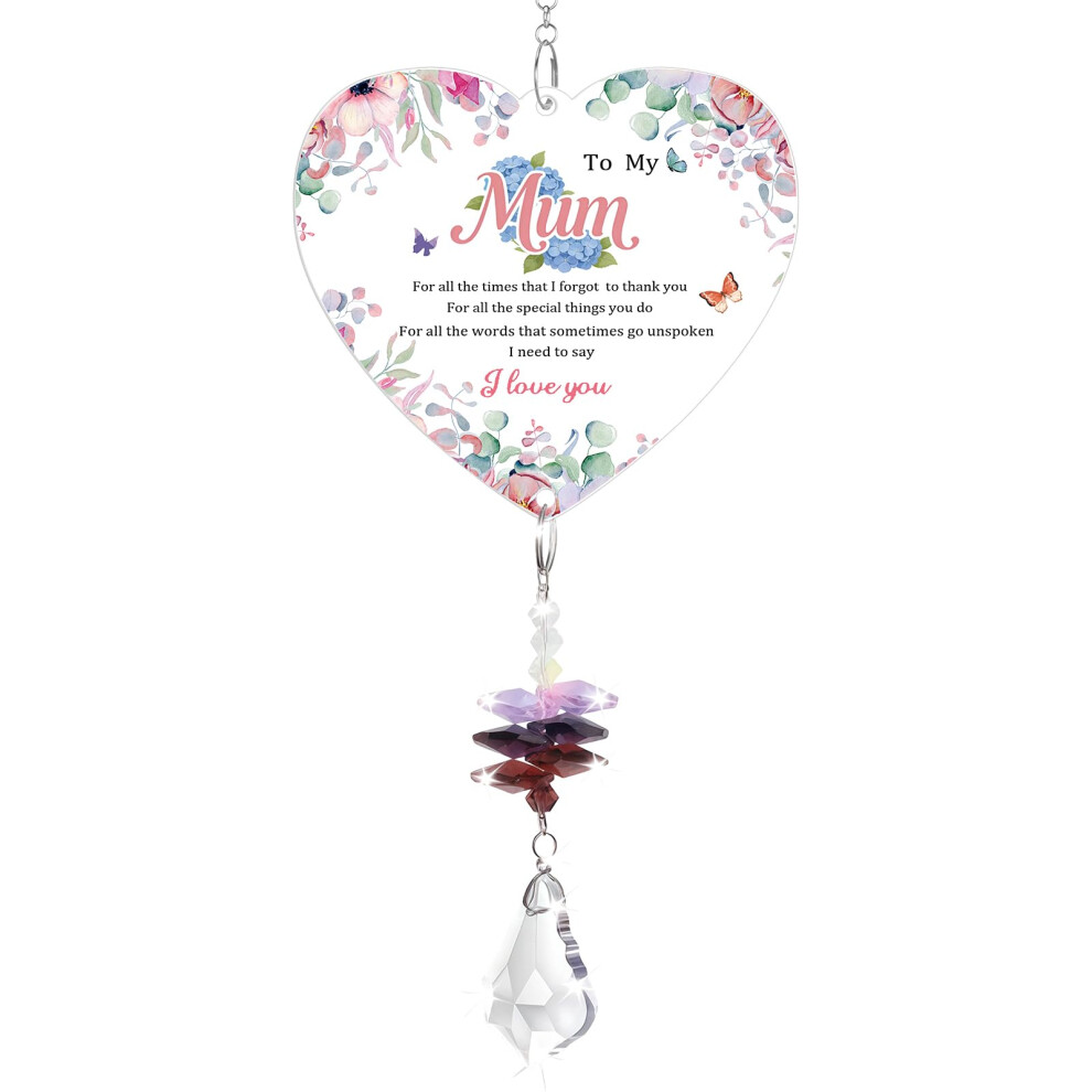 Qbejime Gifts For Mum, Crystal Suncatcher, Mum Birthday Gifts From Daughters & Sons, Mothers Day For Gifts, Presents For Mummy On Christmas, Valentine's Day,