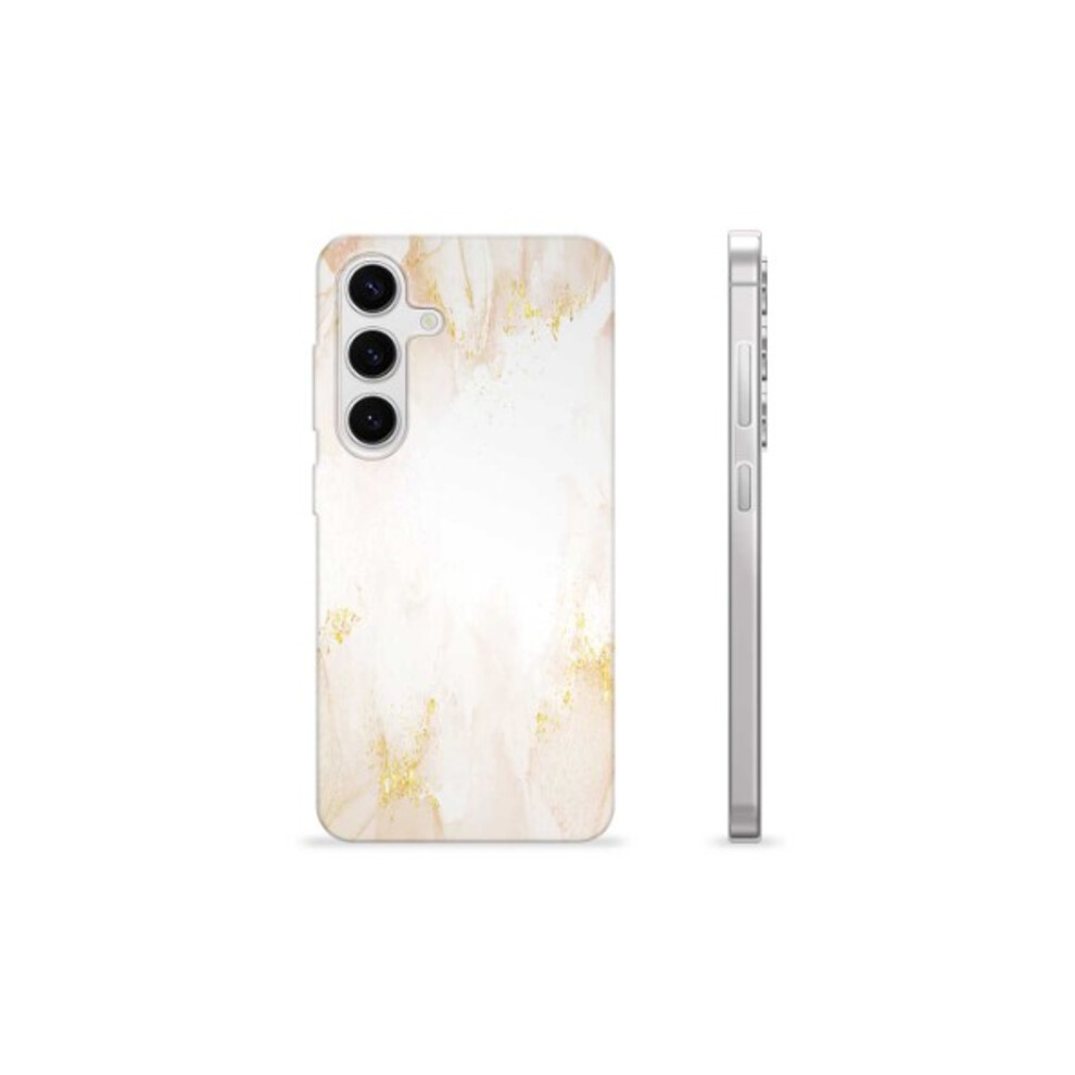 Compatible With Samsung Galaxy S24 Tpu Case - Golden Pearl Marble Colorful White 9058772069757