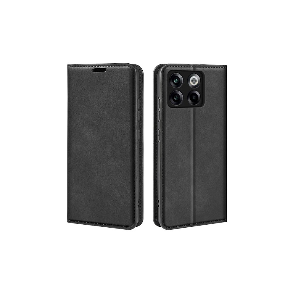 Skalo Compatible With Oneplus 10T 5G Pu Leather Wallet Case - Black 9058772069733