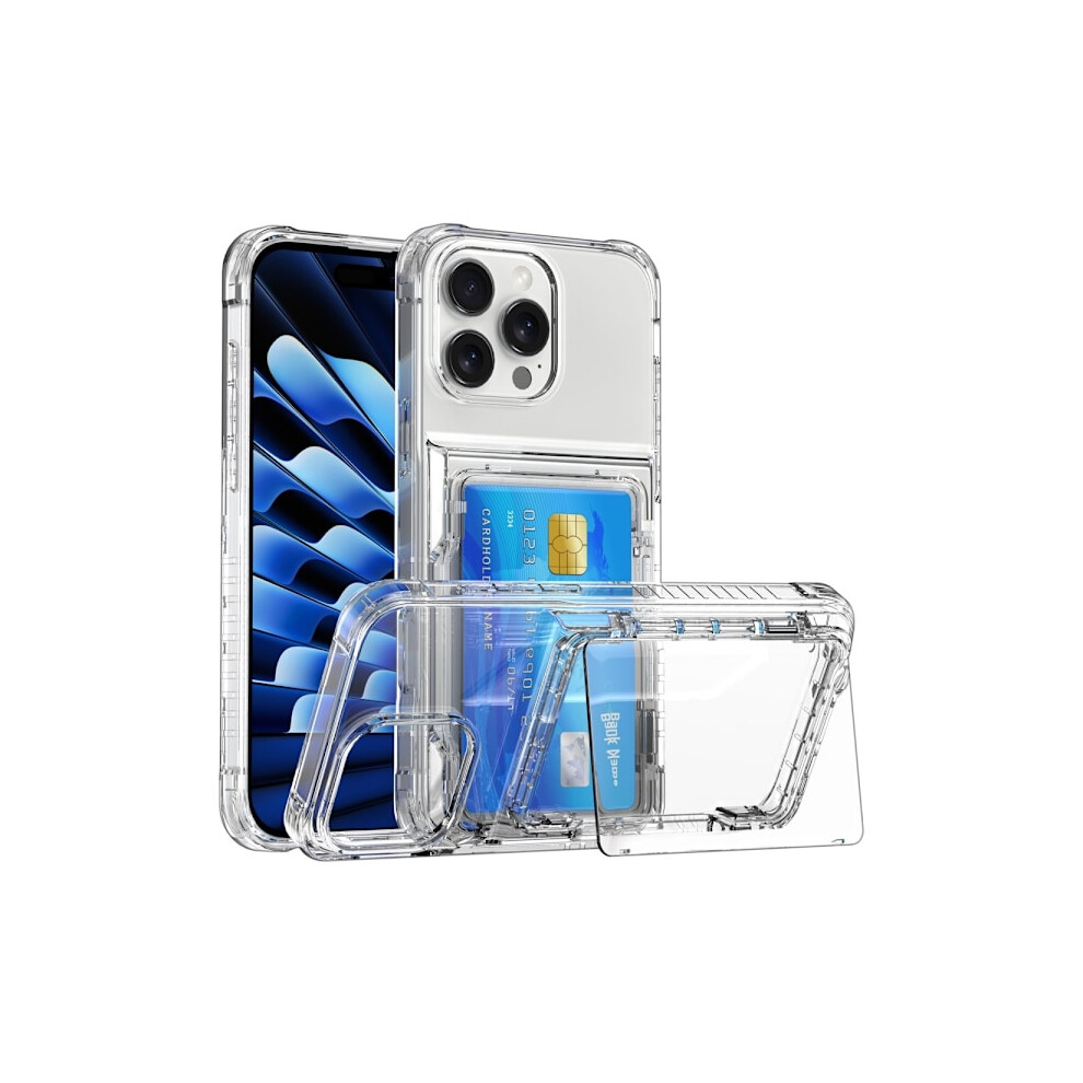 Compatible With Iphone 16 Pro Case Kickstand With Card Holder Transparent 9058772069825