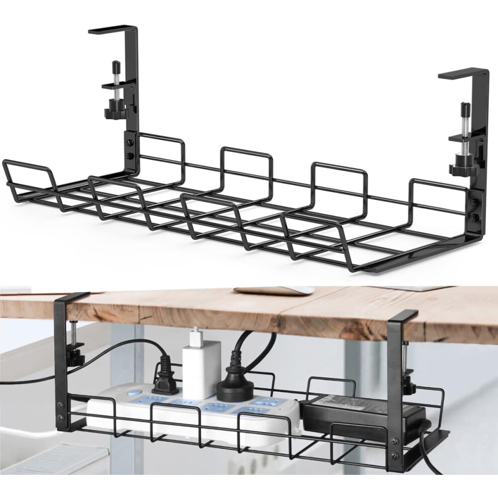 No Drill Under Desk Cable Management Tray, Sturdy Metal Wire Organizer Under Desk For Office And Home Standing 9058772070364