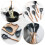 Eease Silicone Pasta Fork Wooden Handle Spaghetti Utensils Grey 4