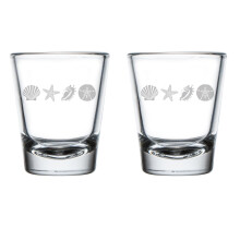 Set of 2 Shot Glasses 1.75oz Shot Glass Sea Shore Beach Shells