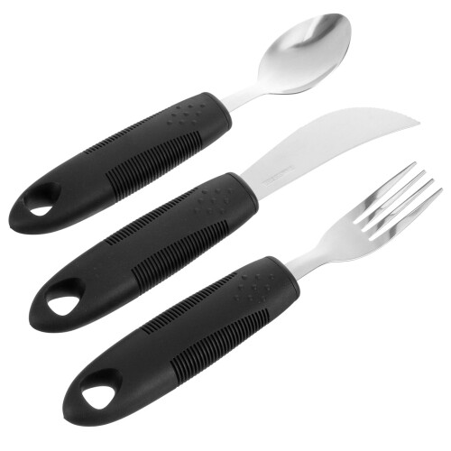 3 Pcs Stainless Steel Long-lasting Utensils Serving Spoon Fork Thin Handle Elder