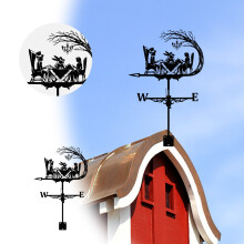 QISIWOLE Weather Vane Silhouette Roof Mount, Stainless Steel Wind Direction Indicator with Outdoor Bracket, Garden Decoration
