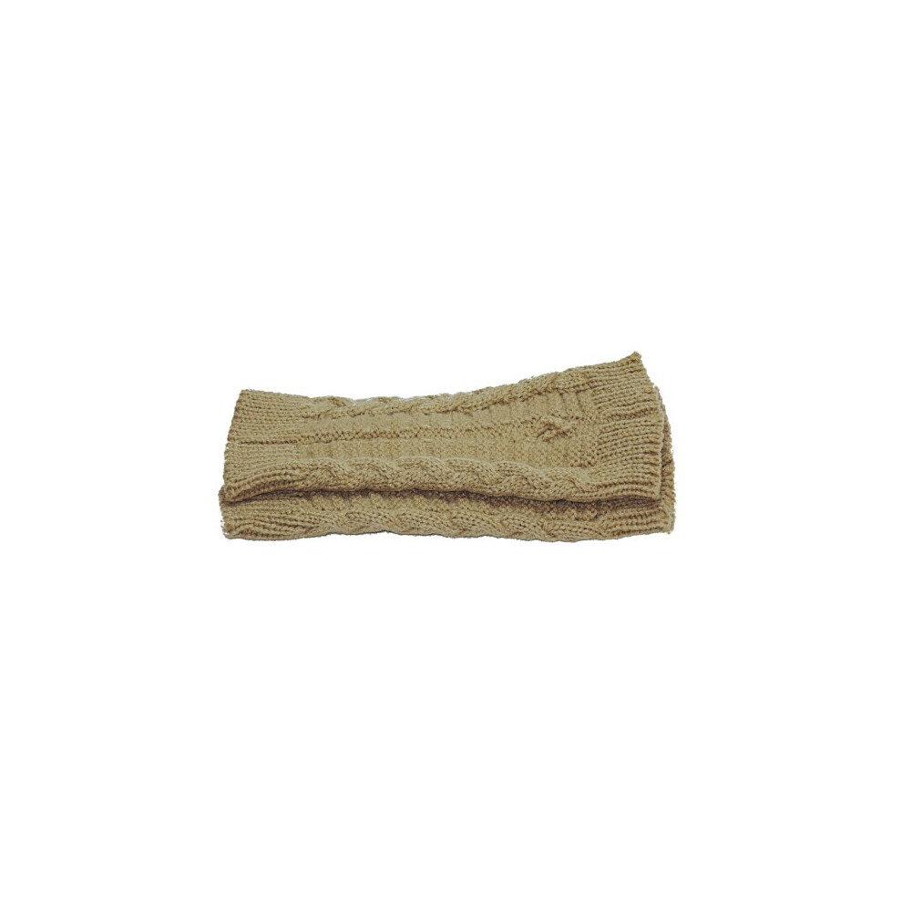 Arm Warmers Knitted, Fingerless & Short - Sand [20Cm] - Wrist Warmers Sand 9065759436860