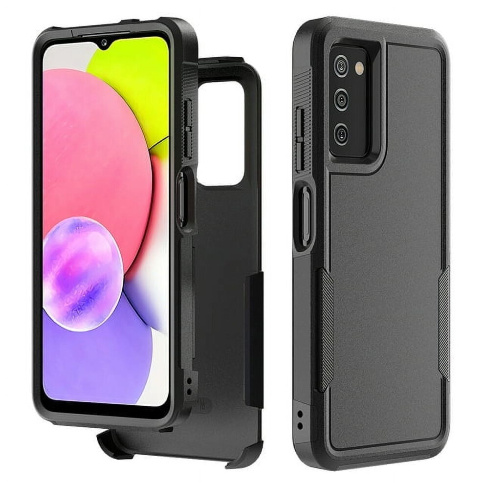 Xhy Compatible With Samsung Galaxy A03s Case, Military Grade 3-In-1 Shockproof Rugged Tpu Rubber Drop Protection - Black 9322103947213
