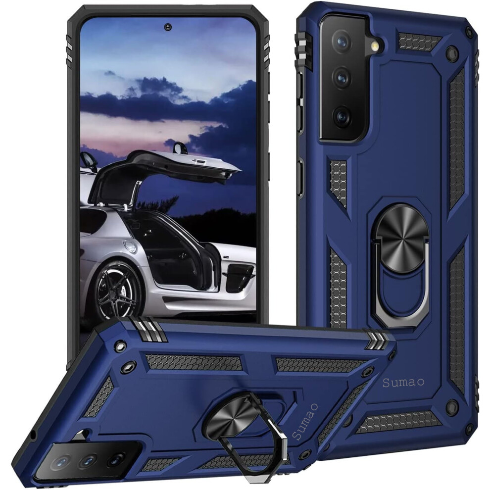 Sumao Compatible With Samsung Galaxy S21 Fe Case For Stand Heavy Duty Drop Protection Rugged Shockproof Case- Blue 9322103947374