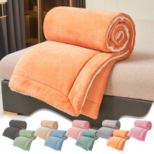 Staron Milk Velvet Lambswool Double Layer Blanket (Beige), Warm Fleece for Autumn & Winter - Compatible with cozy home use