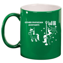 Physician Assistant Superstar Unicorn Funny Ceramic Coffee Mug Tea Cup Gift for Her, Him, Friend, Coworker, Wife, Husband (11oz Green)
