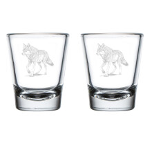 Set of 2 Shot Glasses 1.75oz Shot Glass Gift Wolf