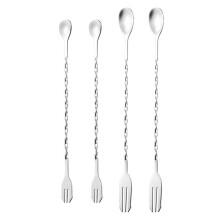 4x Stirring Spoon Stainless Steel Long Handle Bar Cocktail Mixing Spoon Drinks